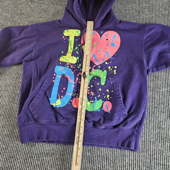 SUN Hoodie Mens Medium Purple I Heart DC Washington Print Pullover Made in USA - Picture 5 of 9